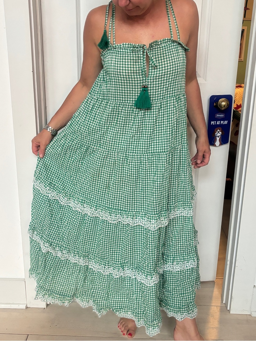 J. Crew Green Gingham Maxi Dress & Bikini